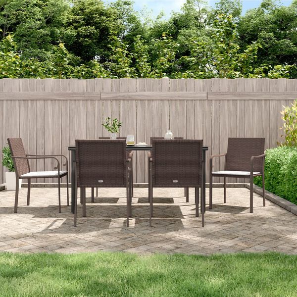 vidaXL Garden Dining Set Brown (chair), Black (table), Cream white (cushion)