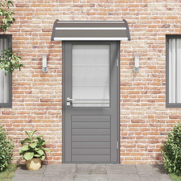 vidaXL Door Canopy Transparent brown and black Polycarbonate Medium