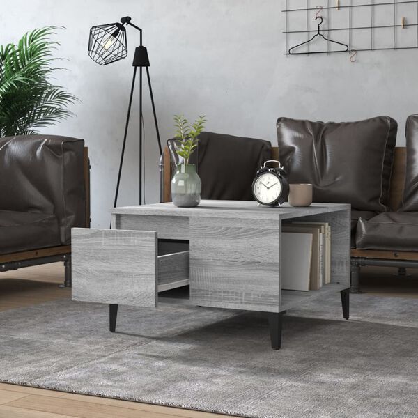 vidaXL Coffee Table Grey sonoma Engineered wood, Metal Medium