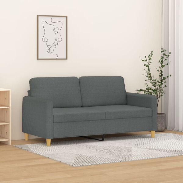 vidaXL 2-seater Sofa Dark gray Fabric (100% polyester), metal 2-seater