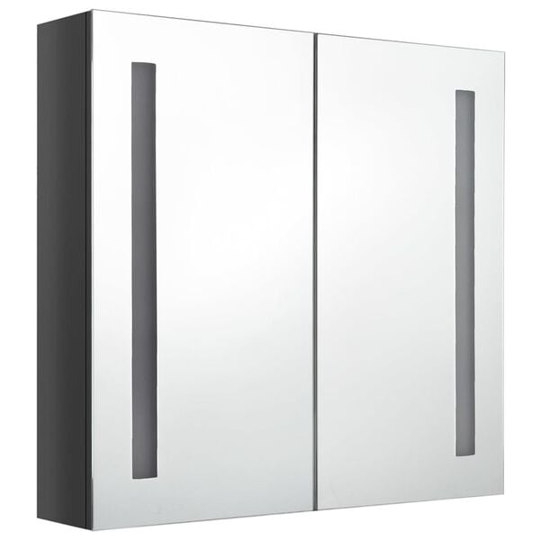 vidaXL Bathroom Cabinet Shining gray MDF with melamine finish and glass
