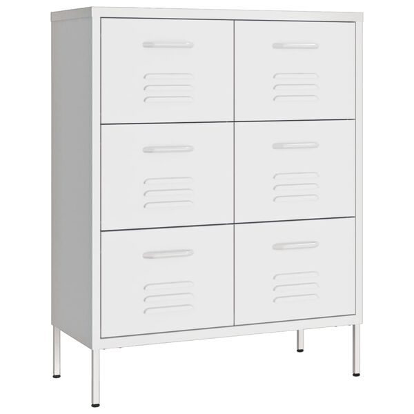 vidaXL Drawer Cabinet White Steel Medium Fully Extendable