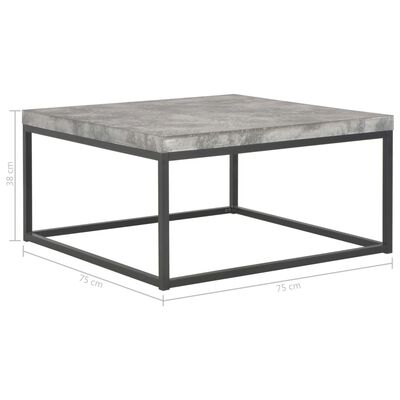 vidaXL Coffee Table 29.5"x29.5"x15" Concrete Look