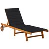 vidaXL Sunlounger Natural Wood, Black Cushion