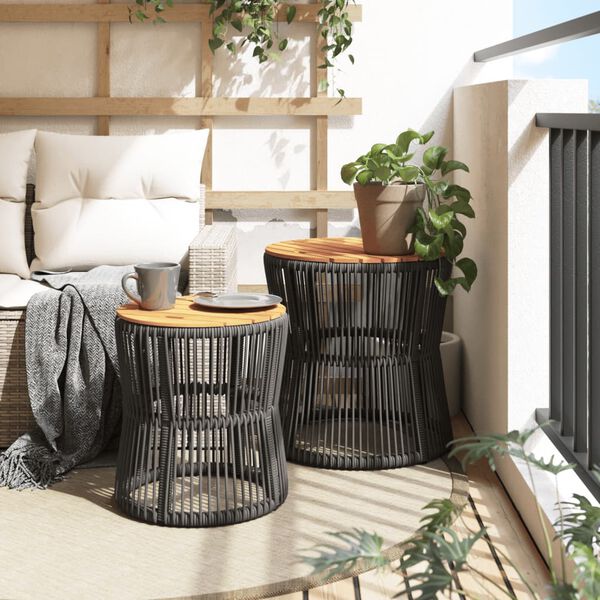 vidaXL Garden Side Table Gray and Brown PE rattan Small and Medium