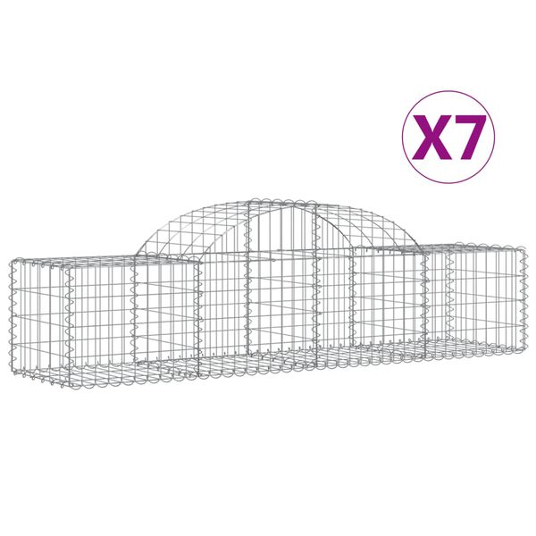 vidaXL Gabion Basket Set of 7 Silver Galvanized Iron
