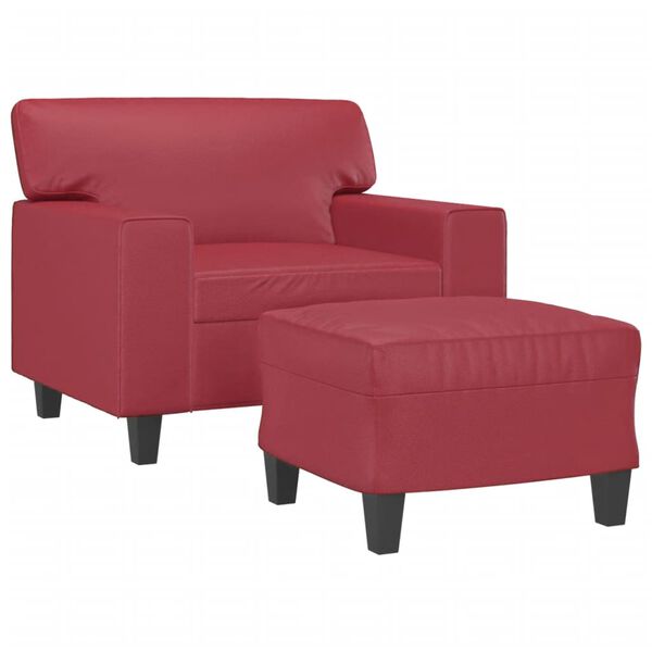 vidaXL Sofa Chair With Footstool Wine Red