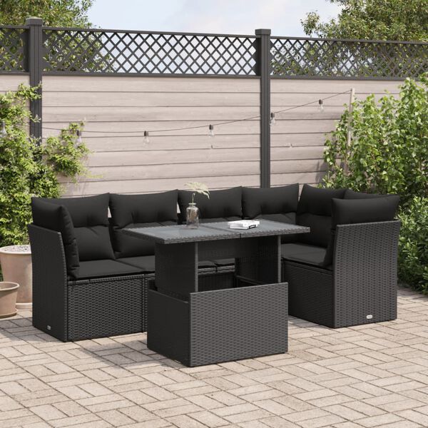 vidaXL Garden Sofa Set Black PE Rattan Medium Modular Garden Sofa Set