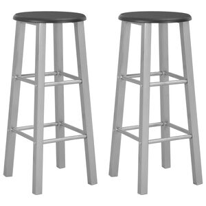 vidaXL Bar Stool Set of 2 Black and Silver Steel and MDF