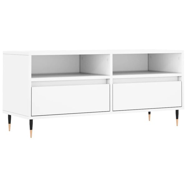 vidaXL TV Cabinet White Engineered wood, iron Medium TV Cabinet