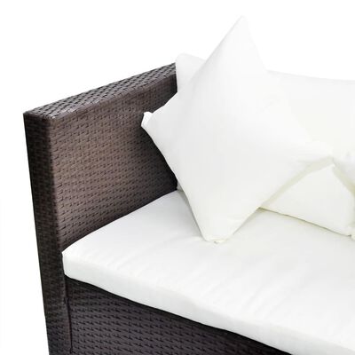vidaXL 4 Piece Patio Lounge Set with Cushions Poly Rattan Brown