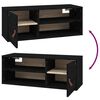 vidaXL Wall Cabinet Set of 2 Black Solid Pine Wood, Faux Leather