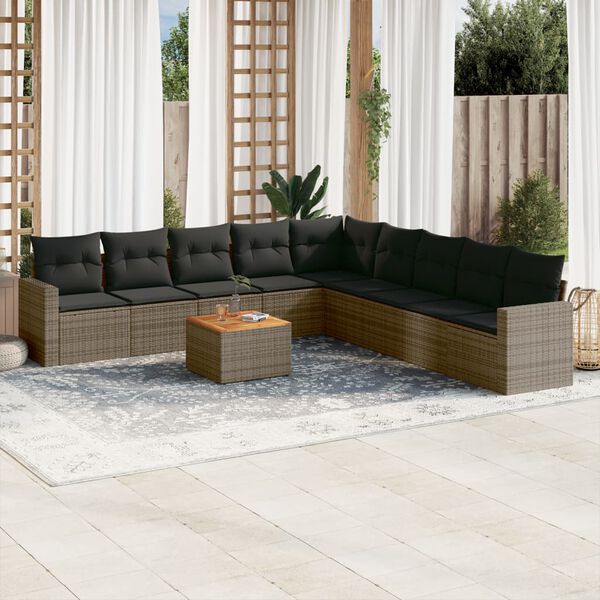 vidaXL Garden Sofa Set Grey and Brown