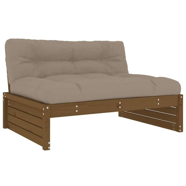vidaXL Middle Sofa Honey brown, Taupe