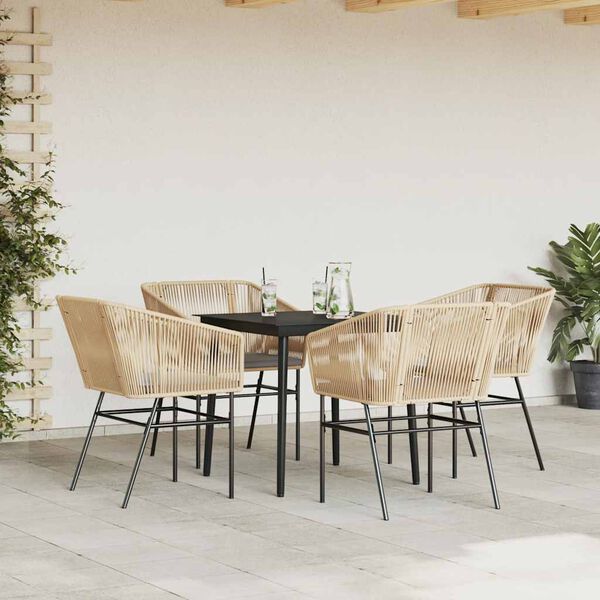 vidaXL Garden Dining Set Brown PE Rattan 4-seater Removable Covers