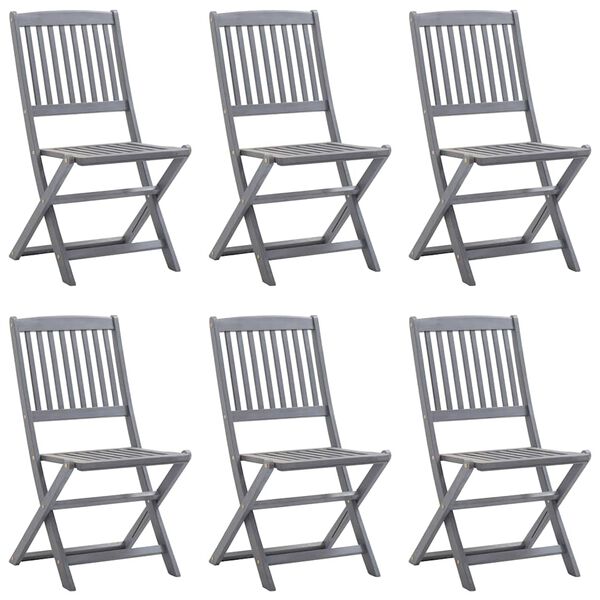 vidaXL Outdoor Chair Set of 6 Grey washed