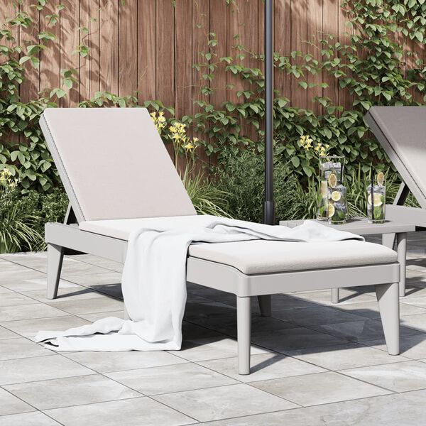vidaXL Sun Lounger Grey Polypropylene Standard Foldable Sun Lounger