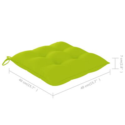 vidaXL 3 Piece Bistro Set with Bright Green Cushions Solid Teak Wood