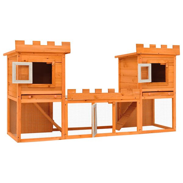vidaXL Rabbit Hutch Brown Pine wood Large Modular Rabbit Hutch