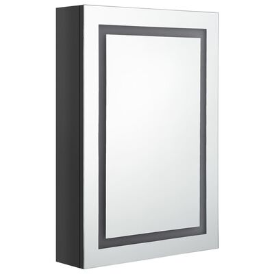 vidaXL LED Bathroom Mirror Cabinet Shining Black 19.7"x5.1"x27.6"