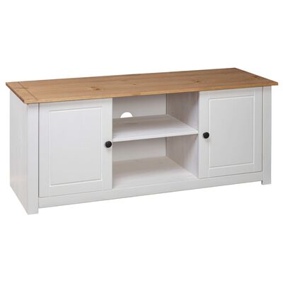 vidaXL TV Cabinet White 47.2"x15.7"x19.7" Solid Pine Wood Panama Range