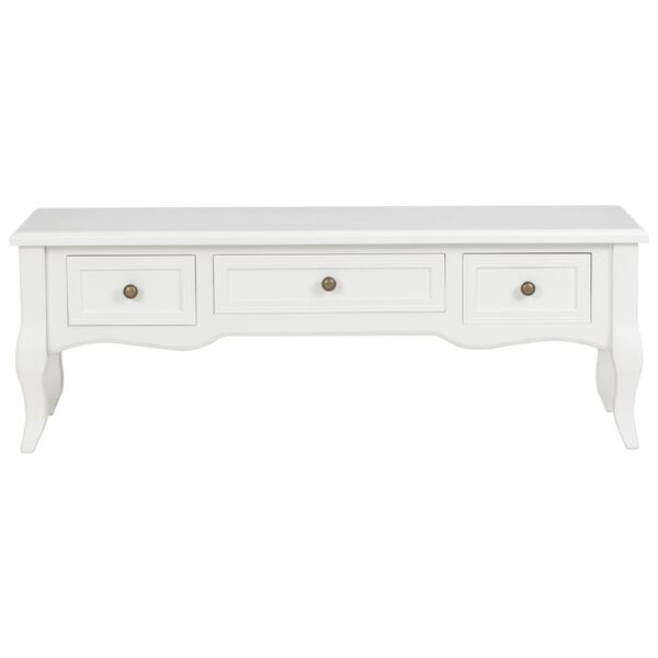 vidaXL TV Cabinet White MDF and Solid Pinewood 39.4x13.8x13.8 in