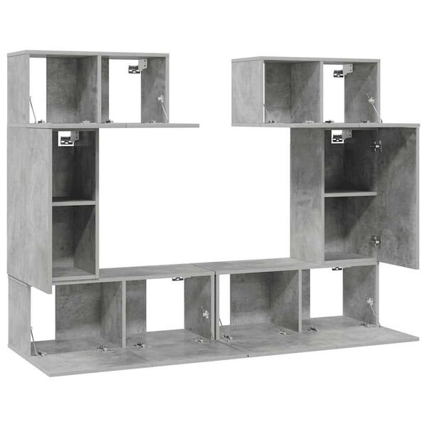vidaXL 6 Piece TV Stand Set Concrete Gray Engineered Wood