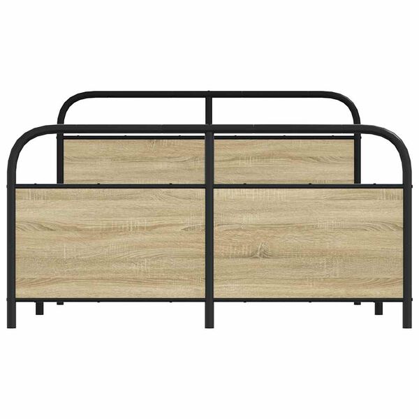 vidaXL Bed Frame Sonoma Oak Steel, Engineered Wood Full Bed Frame