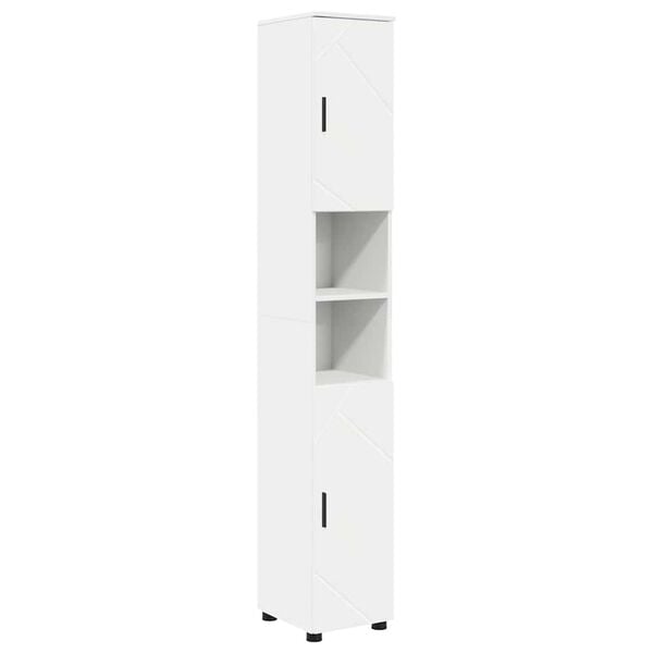 vidaXL Bathroom Cabinet with Storage White 11.81 x 13.78 x 75.59 in
