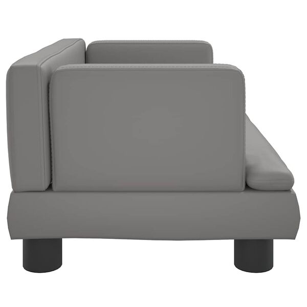 vidaXL Kids Sofa Grey Faux leather, solid pine wood, foam Mini Modern