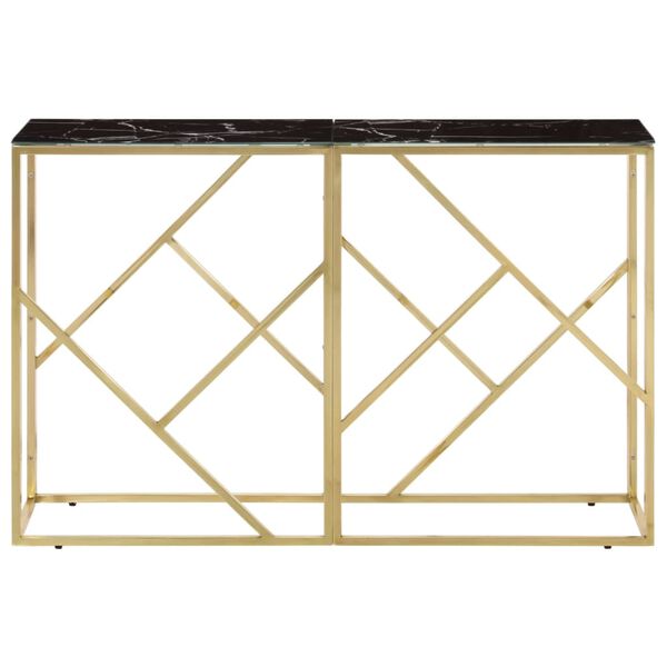 vidaXL Console Table Gold, Black Marble Stainless Steel, Tempered Glass