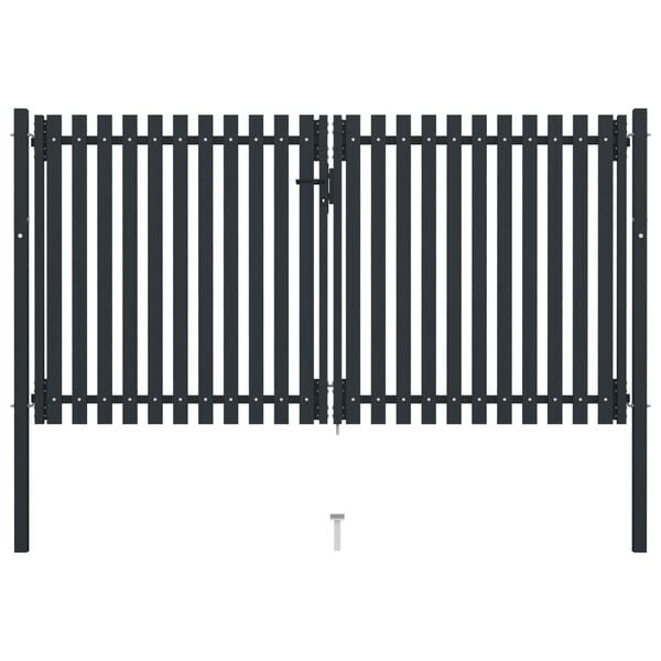 vidaXL Double Door Fence Gate Steel 118.1x59.1" Anthracite