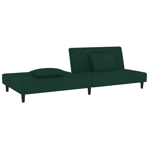 vidaXL Sofa Bed Dark Green Velvet, Wood, Foam, Plastic Medium