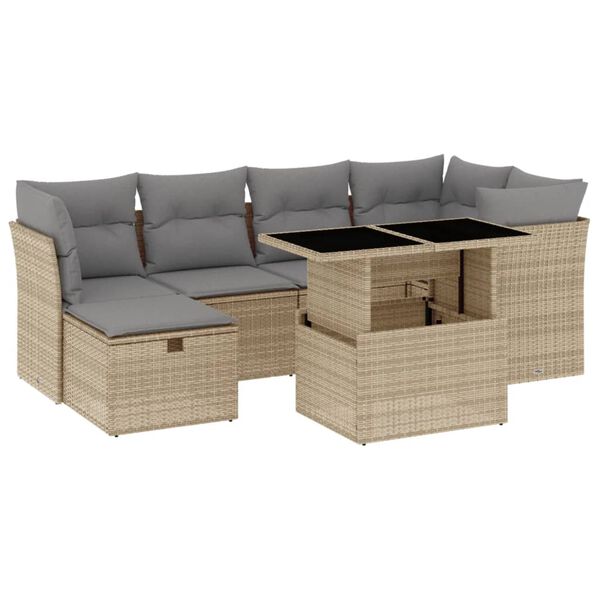 vidaXL Garden Sofa Set Beige and Light Gray