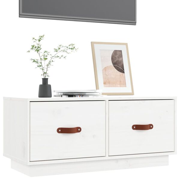 vidaXL TV Cabinet White Solid Pine Wood Standard TV Cabinet