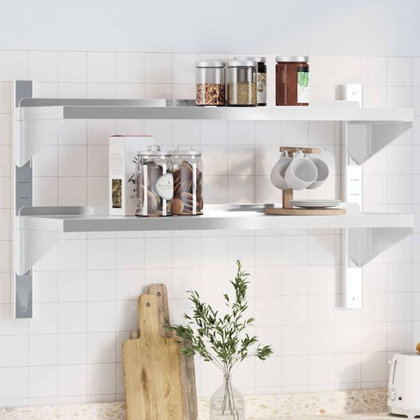 vidaXL Wall Shelf Silver Stainless steel 39.4 x 11.8 x 23.6 in