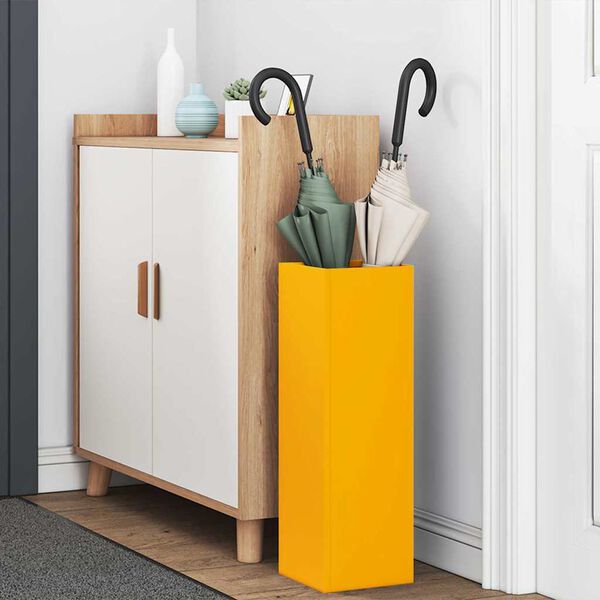 vidaXL Umbrella Stand Mustard 15.5 x 15.5 x 49 cm Metal