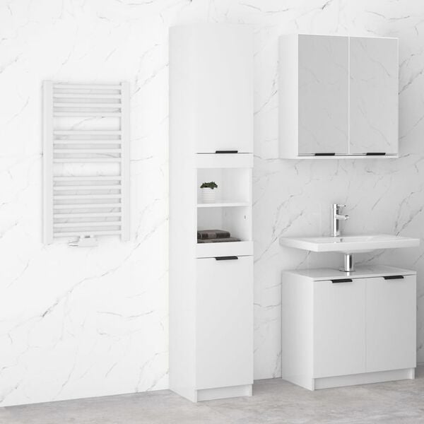 vidaXL Bathroom Cabinet High Gloss White 12.6"x13.4"x74.2" Engineered Wood