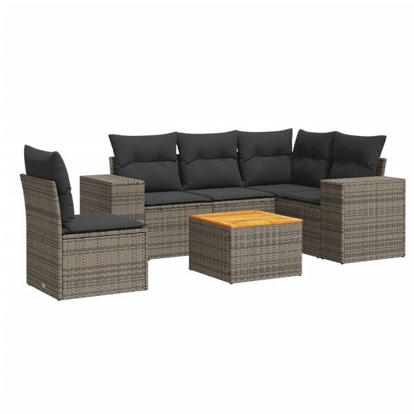 vidaXL Garden Sofa Set Grey PE rattan Medium Modular Garden Sofa Set
