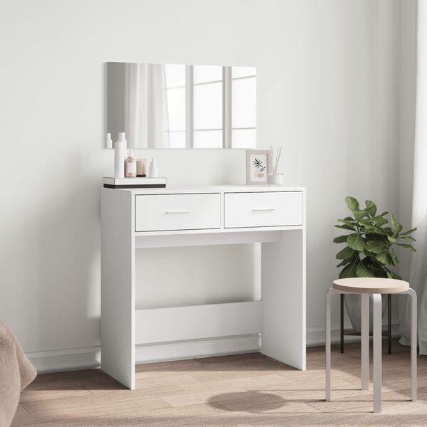vidaXL Dressing Table White Engineered wood, glass Medium Dressing Table
