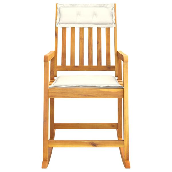 vidaXL Rocking Chair Cream White Solid Acacia Wood Standard