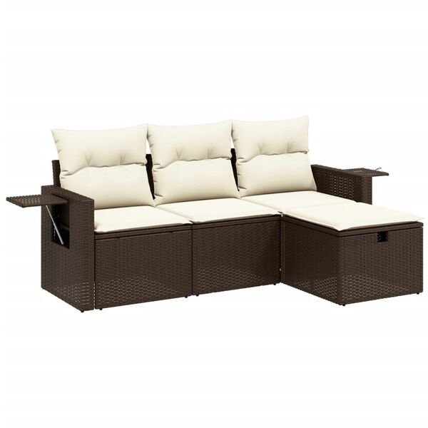 vidaXL Garden Sofa Set Brown Poly Rattan Medium Modular