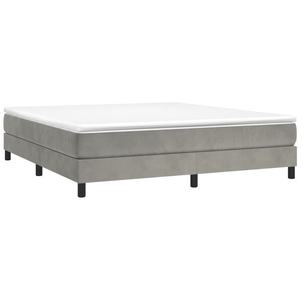 vidaXL Bed Frame Light Grey Velvet, plywood, engineered wood King