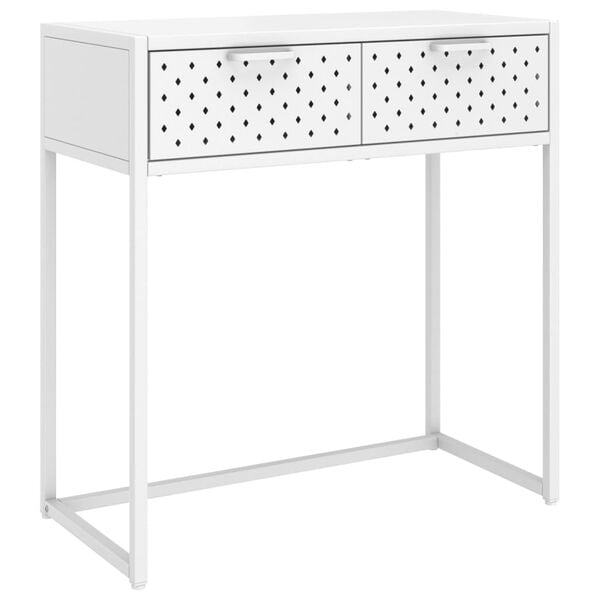 vidaXL Console Table White Steel Standard Adjustable Feet