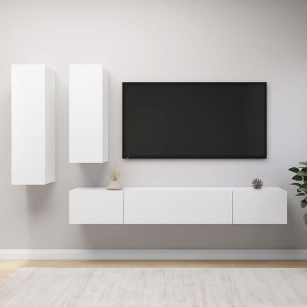 vidaXL TV Cabinet Set Set of 4 White Engineered wood Large