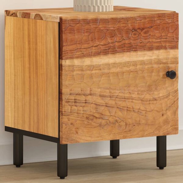 vidaXL Bedside Cabinet Natural Solid Acacia wood, Iron, Engineered wood