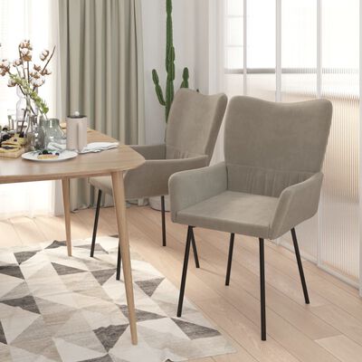 vidaXL Dining Chairs 2 pcs Light Gray Velvet