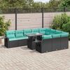 vidaXL 11 Piece Patio Sofa Set with Cushions Black Poly Rattan Acacia