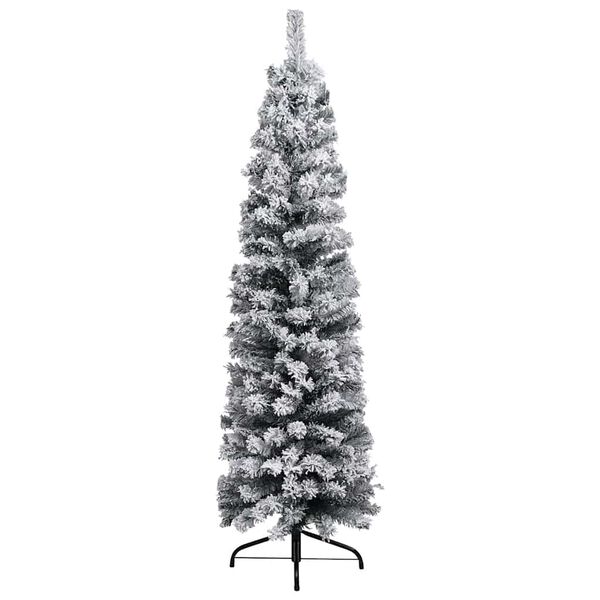 vidaXL Artificial Christmas Tree Green with white flocked snow PVC, Steel
