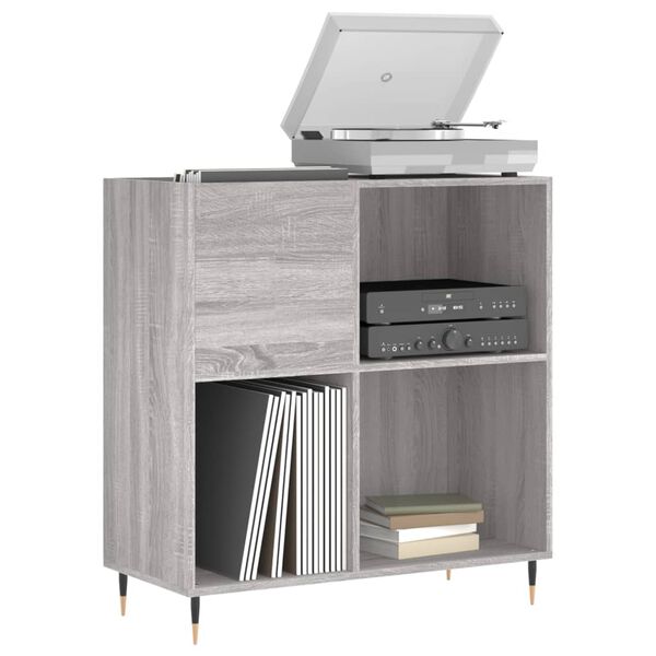 vidaXL Record Cabinet Grey Sonoma Made from Engineered Wood, Iron Medium